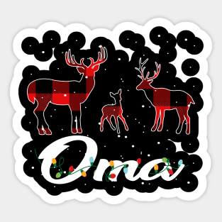 Oma Reindeer Plaid Pajama Shirt Family Christmas Sticker